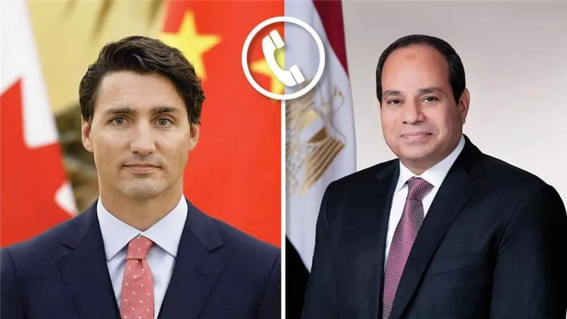 الرئيس السيسي يؤكد لرئيس الوزراء الكندى ضرورة الوقف الفورى لإطلاق النار بغزة