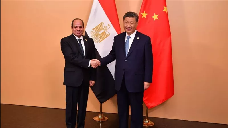 الرئيس السيسي يلتقي نظيره الصيني على هامش قمة تجمع البريكس